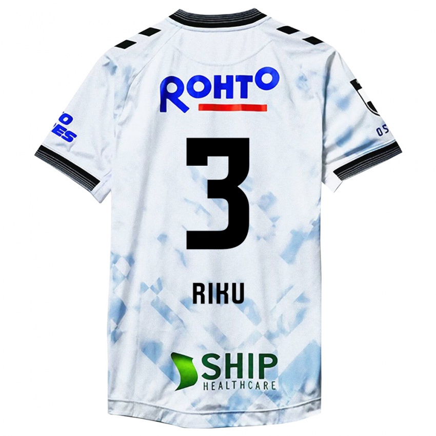 Hombre Camiseta Riku Handa #3 Blanco Negro 2ª Equipación 2024/25 La Camisa