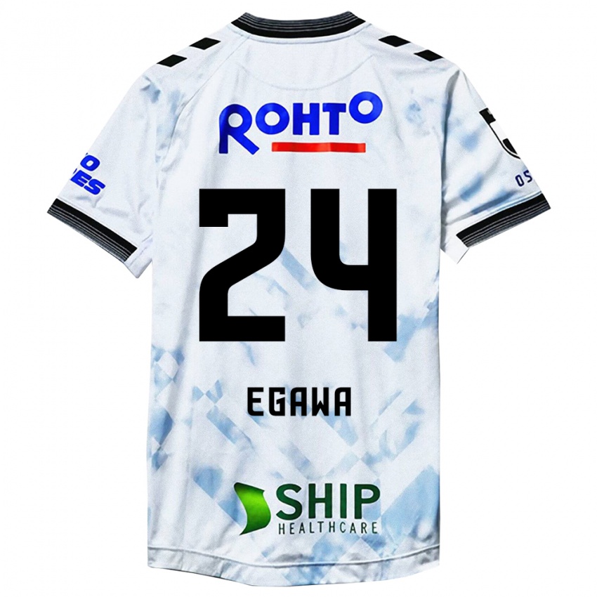 Hombre Camiseta Yusei Egawa #24 Blanco Negro 2ª Equipación 2024/25 La Camisa