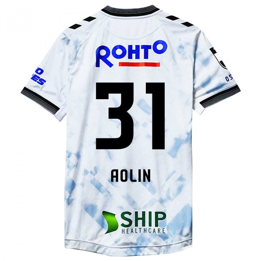 Hombre Camiseta Aolin Zhang #31 Blanco Negro 2ª Equipación 2024/25 La Camisa