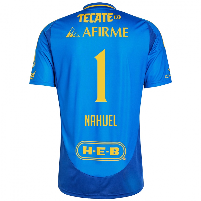 Hombre Camiseta Nahuel Guzman #1 Azul Amarillo 2ª Equipación 2024/25 La Camisa