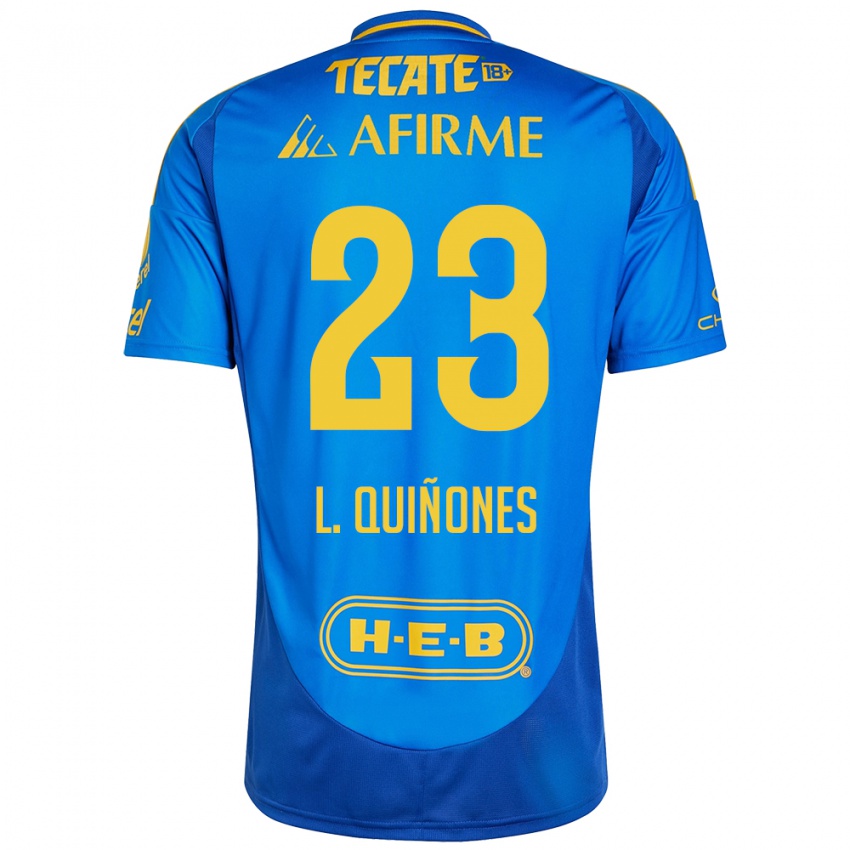 Hombre Camiseta Luis Quinones #23 Azul Amarillo 2ª Equipación 2024/25 La Camisa