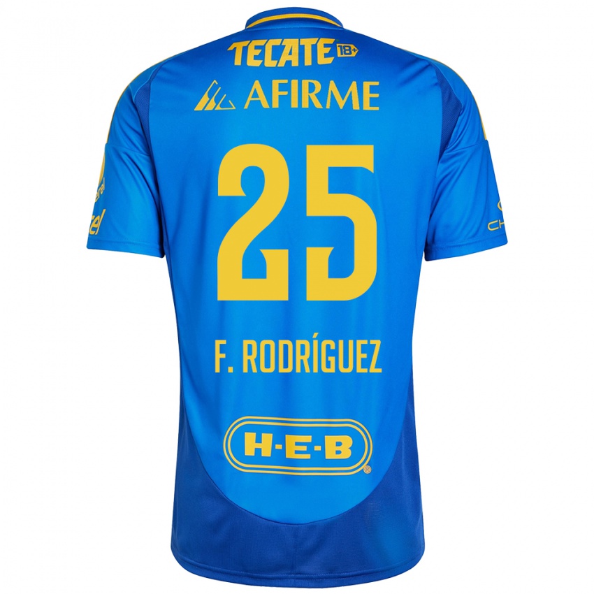 Hombre Camiseta Felipe Rodríguez #25 Azul Amarillo 2ª Equipación 2024/25 La Camisa