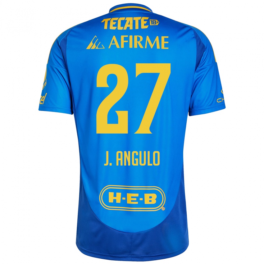 Hombre Camiseta Jesús Angulo #27 Azul Amarillo 2ª Equipación 2024/25 La Camisa