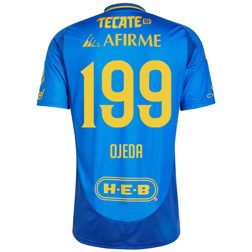 Hombre Camiseta Diego Ojeda #199 Azul Amarillo 2ª Equipación 2024/25 La Camisa