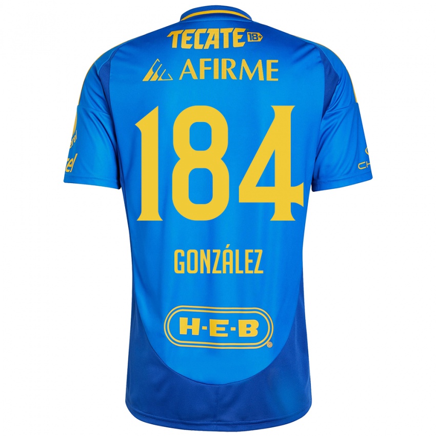 Hombre Camiseta Erick González #184 Azul Amarillo 2ª Equipación 2024/25 La Camisa