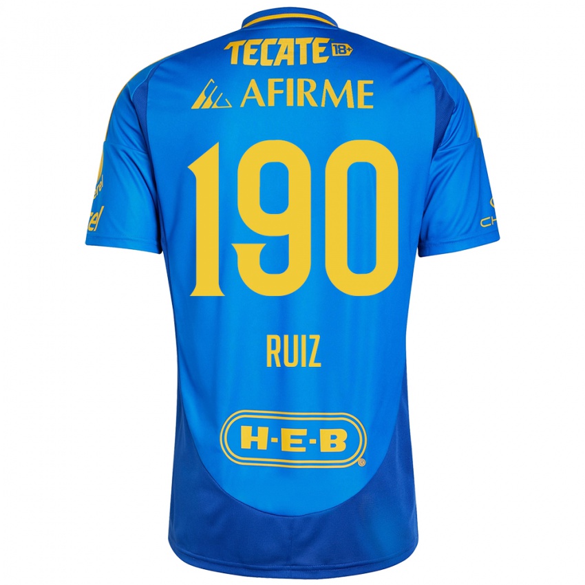 Hombre Camiseta Óscar Ruiz #190 Azul Amarillo 2ª Equipación 2024/25 La Camisa