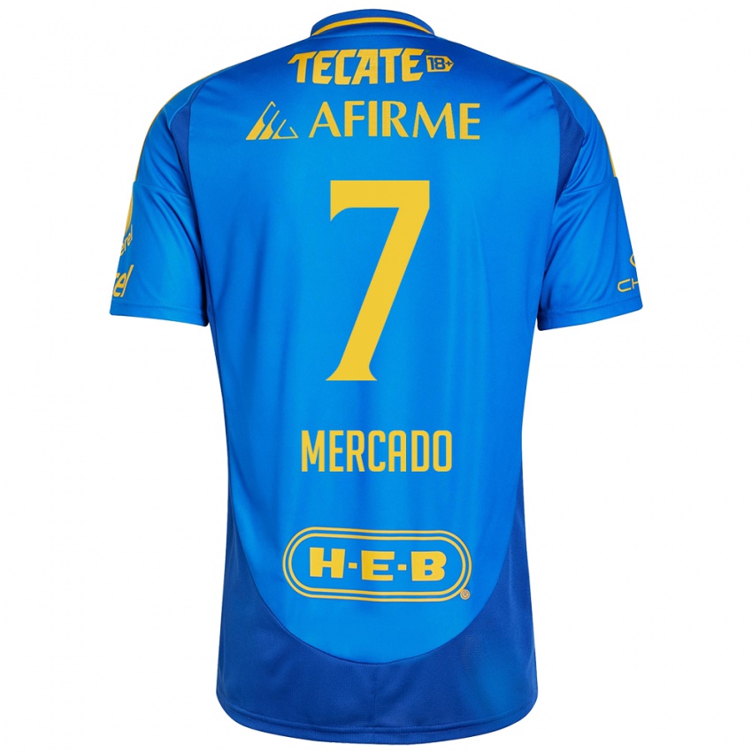 Hombre Camiseta Liliana Mercado #7 Azul Amarillo 2ª Equipación 2024/25 La Camisa