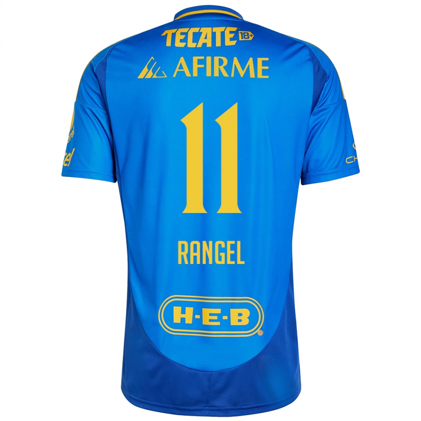 Hombre Camiseta Nayeli Rangel #11 Azul Amarillo 2ª Equipación 2024/25 La Camisa