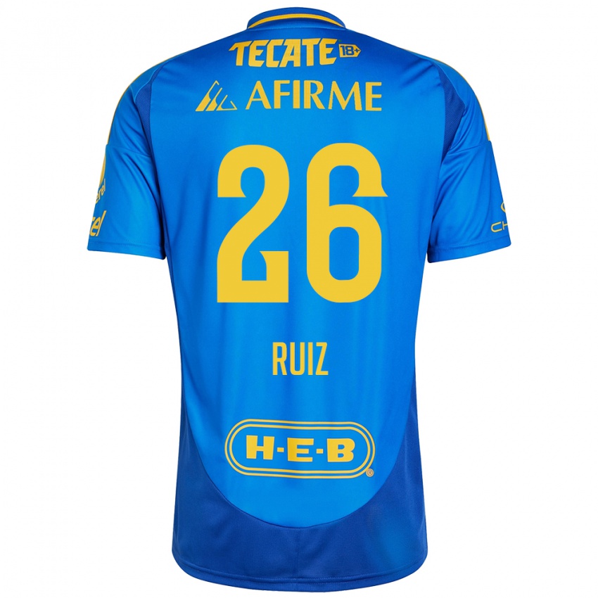 Hombre Camiseta Michel Ruiz #26 Azul Amarillo 2ª Equipación 2024/25 La Camisa