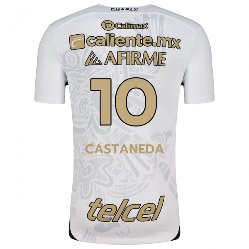 Hombre Camiseta Kevin Castañeda #10 Blanco Negro 2ª Equipación 2024/25 La Camisa