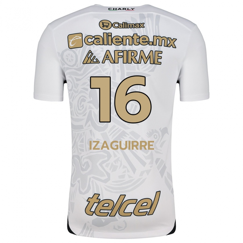 Hombre Camiseta Estefanía Izaguirre #16 Blanco Negro 2ª Equipación 2024/25 La Camisa