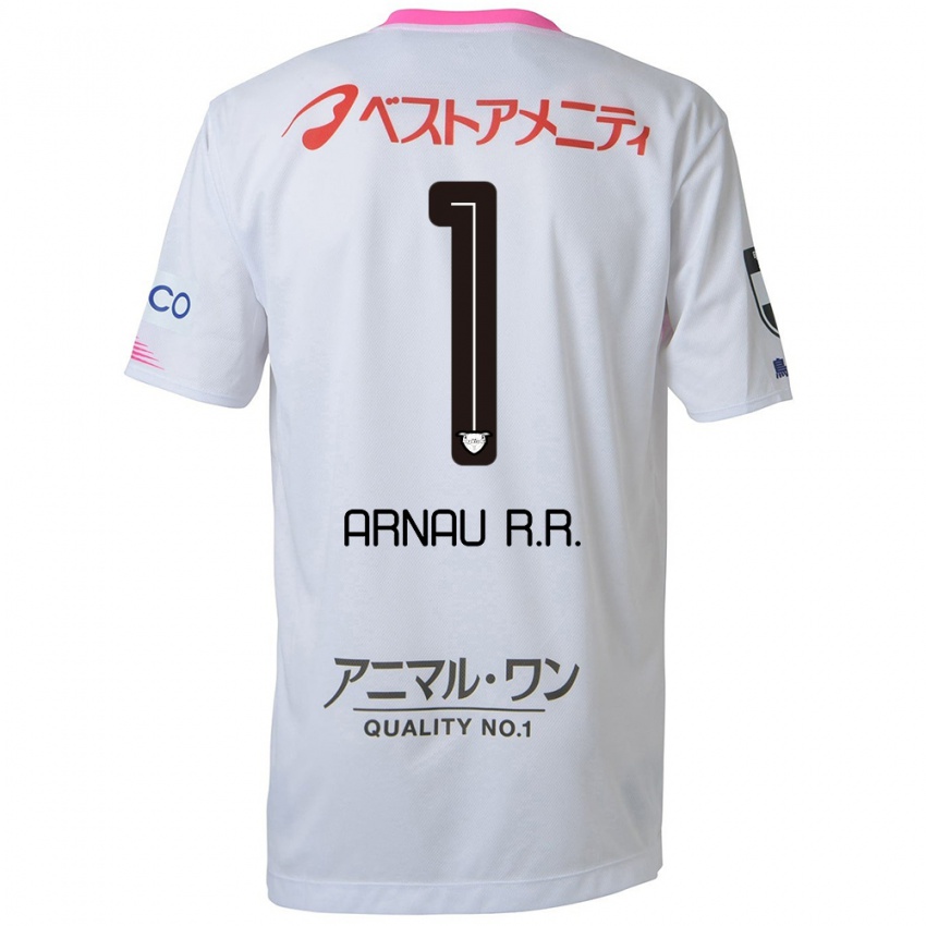 Hombre Camiseta Arnau Riera #1 Blanco Azul Rosa 2ª Equipación 2024/25 La Camisa