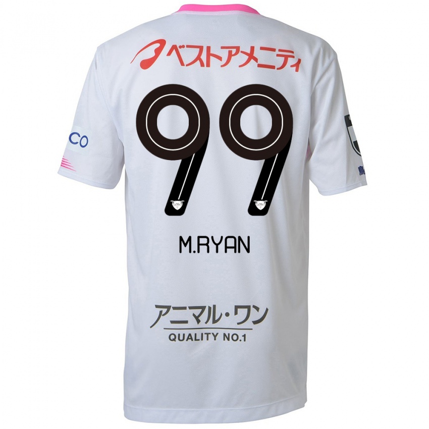 Hombre Camiseta Marcelo Ryan #99 Blanco Azul Rosa 2ª Equipación 2024/25 La Camisa