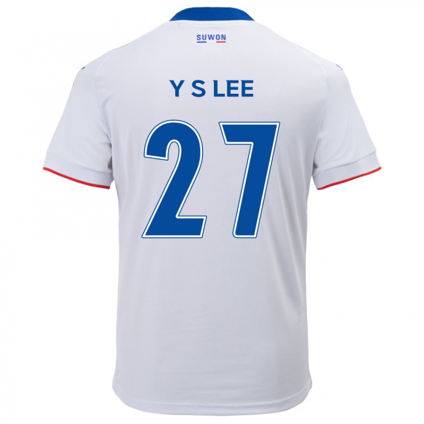 Hombre Camiseta Shi-Yeong Lee #27 Blanco Azul 2ª Equipación 2024/25 La Camisa