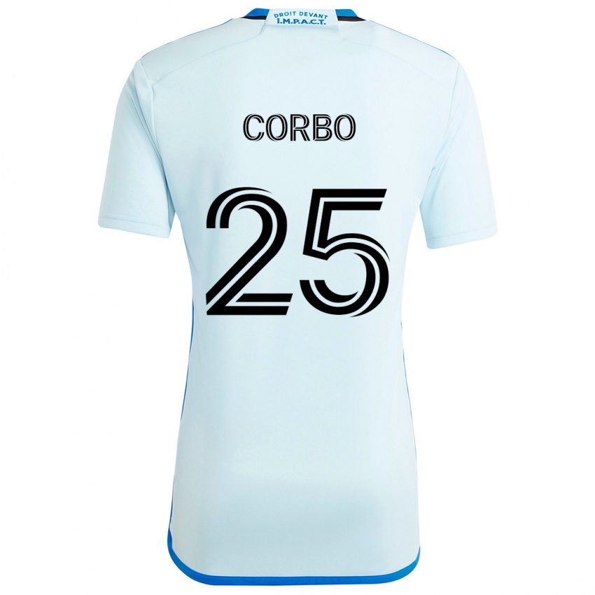 Hombre Camiseta Gabriele Corbo #25 Azul Hielo 2ª Equipación 2024/25 La Camisa