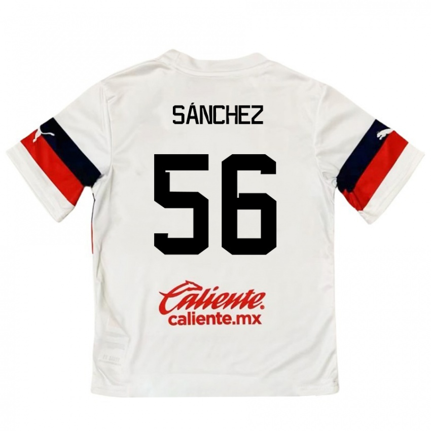 Hombre Camiseta Benjamín Sánchez #56 Blanco Rojo 2ª Equipación 2024/25 La Camisa