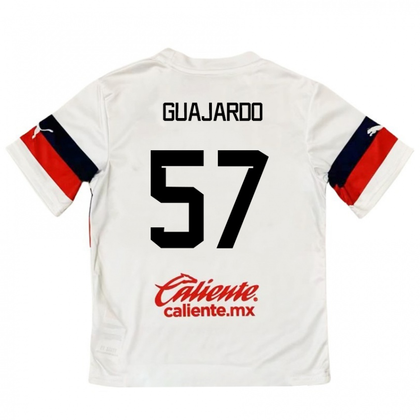 Hombre Camiseta Dylan Guajardo #57 Blanco Rojo 2ª Equipación 2024/25 La Camisa