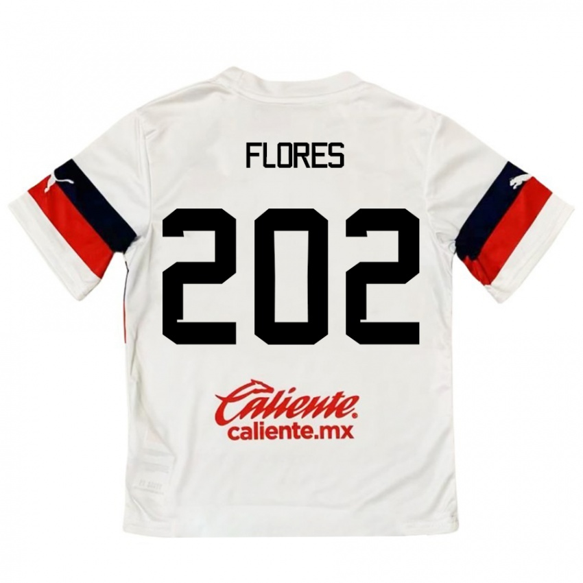 Hombre Camiseta Daniel Flores #202 Blanco Rojo 2ª Equipación 2024/25 La Camisa