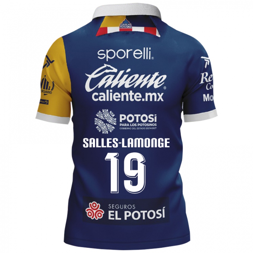 Hombre Camiseta Sébastien Salles-Lamonge #19 Azul Amarillo 2ª Equipación 2024/25 La Camisa