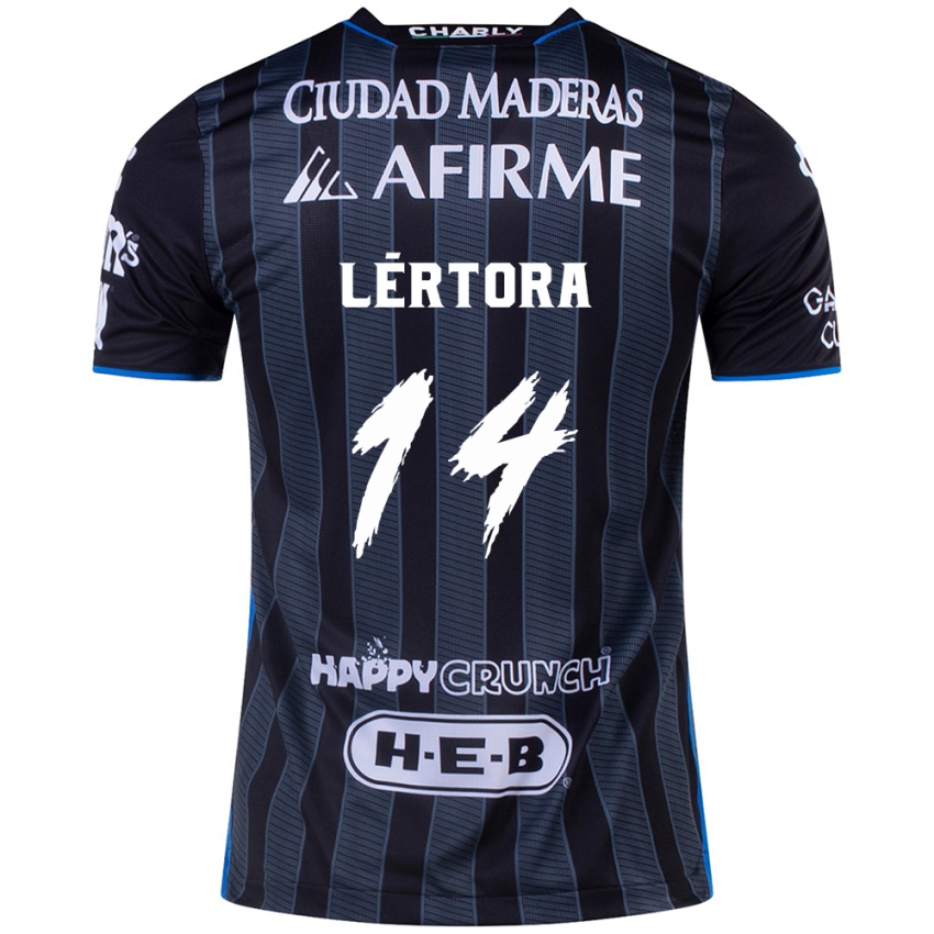 Hombre Camiseta Federico Lértora #14 Blanco Negro 2ª Equipación 2024/25 La Camisa