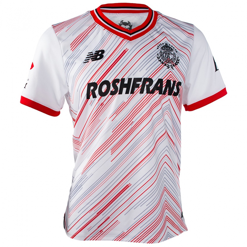 Hombre Camiseta Paulinho #26 Blanco Rojo 2ª Equipación 2024/25 La Camisa