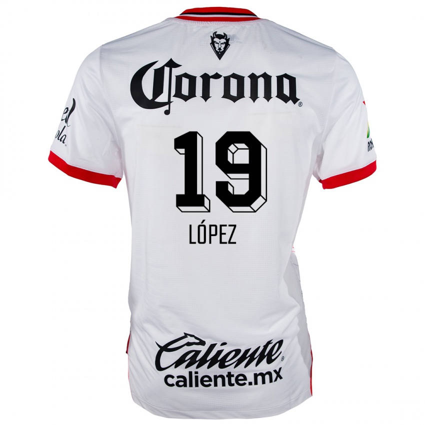 Hombre Camiseta Iván López #19 Blanco Rojo 2ª Equipación 2024/25 La Camisa