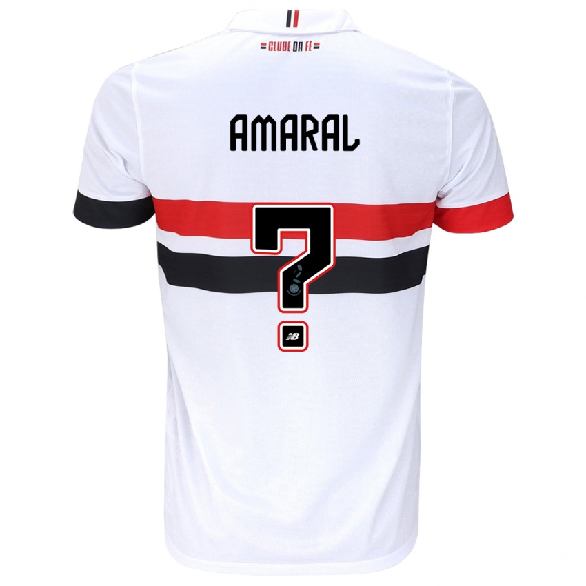 Mujer Camiseta Mateus Amaral #0 Blanco Rojo Negro 1ª Equipación 2024/25 La Camisa