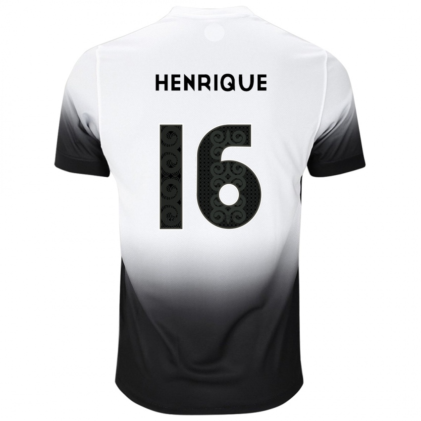 Mujer Camiseta Pedro Henrique #16 Blanco Negro 1ª Equipación 2024/25 La Camisa