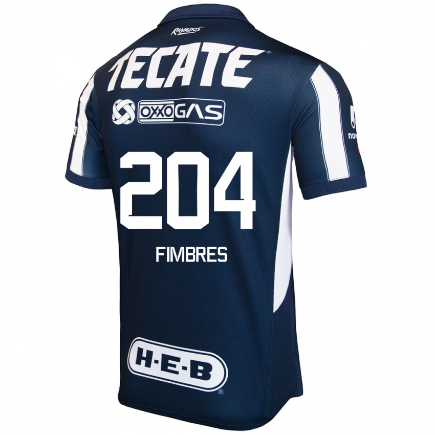 Mujer Camiseta Iker Fimbres #204 Azul Rojo Blanco 1ª Equipación 2024/25 La Camisa