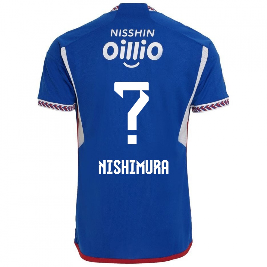 Mujer Camiseta Takuma Nishimura #0 Azul Blanco Rojo 1ª Equipación 2024/25 La Camisa