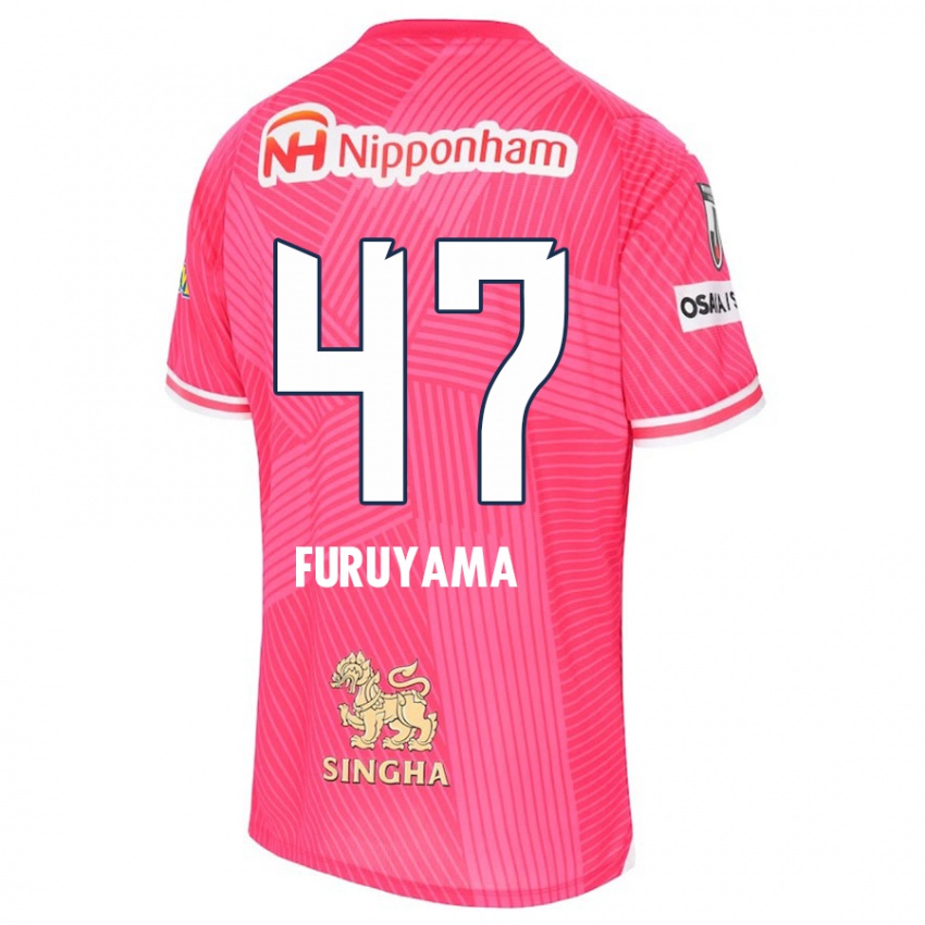 Mujer Camiseta Kengo Furuyama #47 Rosa Blanco 1ª Equipación 2024/25 La Camisa