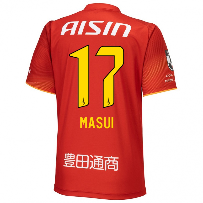 Mujer Camiseta Ken Masui #17 Rojo Blanco Amarillo 1ª Equipación 2024/25 La Camisa