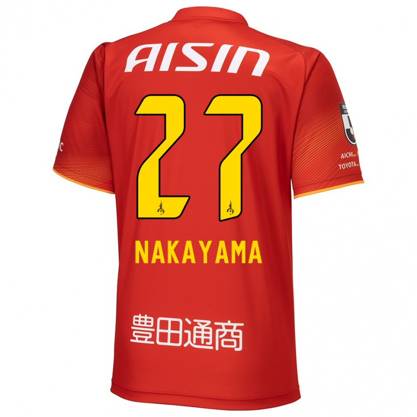 Mujer Camiseta Katsuhiro Nakayama #27 Rojo Blanco Amarillo 1ª Equipación 2024/25 La Camisa