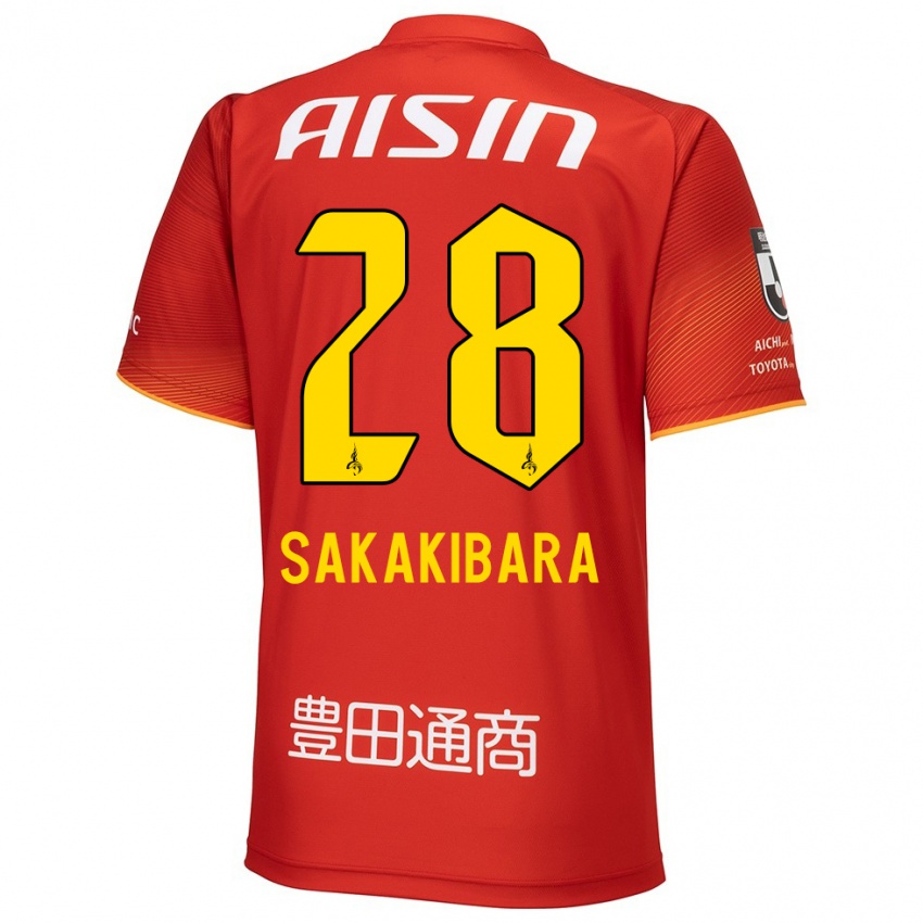 Mujer Camiseta Kyota Sakakibara #28 Rojo Blanco Amarillo 1ª Equipación 2024/25 La Camisa