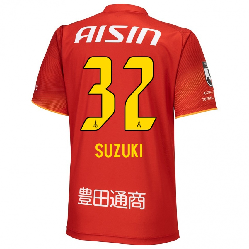 Mujer Camiseta Haruto Suzuki #32 Rojo Blanco Amarillo 1ª Equipación 2024/25 La Camisa