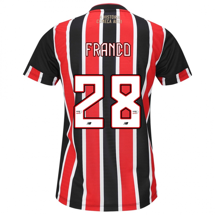 Mujer Camiseta Alan Franco #28 Negro Rojo Blanco 2ª Equipación 2024/25 La Camisa