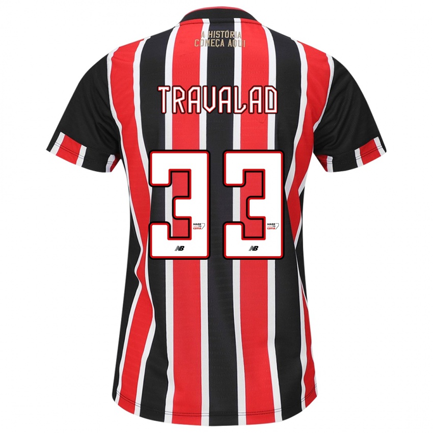 Mujer Camiseta Rafa Travalão #33 Negro Rojo Blanco 2ª Equipación 2024/25 La Camisa