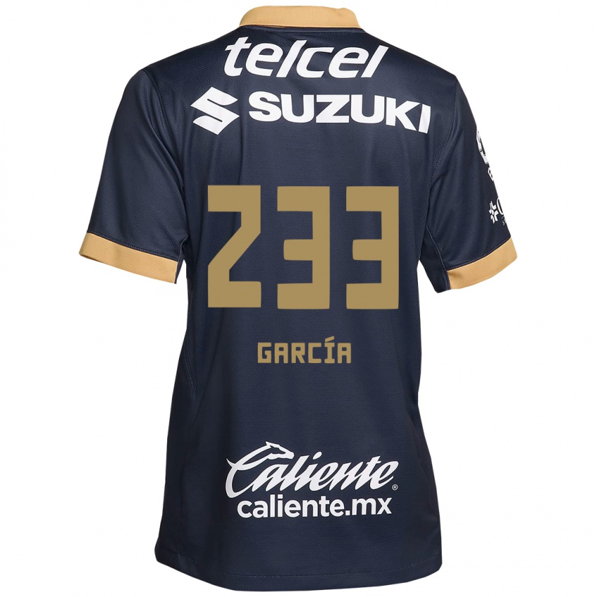 Mujer Camiseta Carlos García #233 Obsidiana Dorada Blanca 2ª Equipación 2024/25 La Camisa