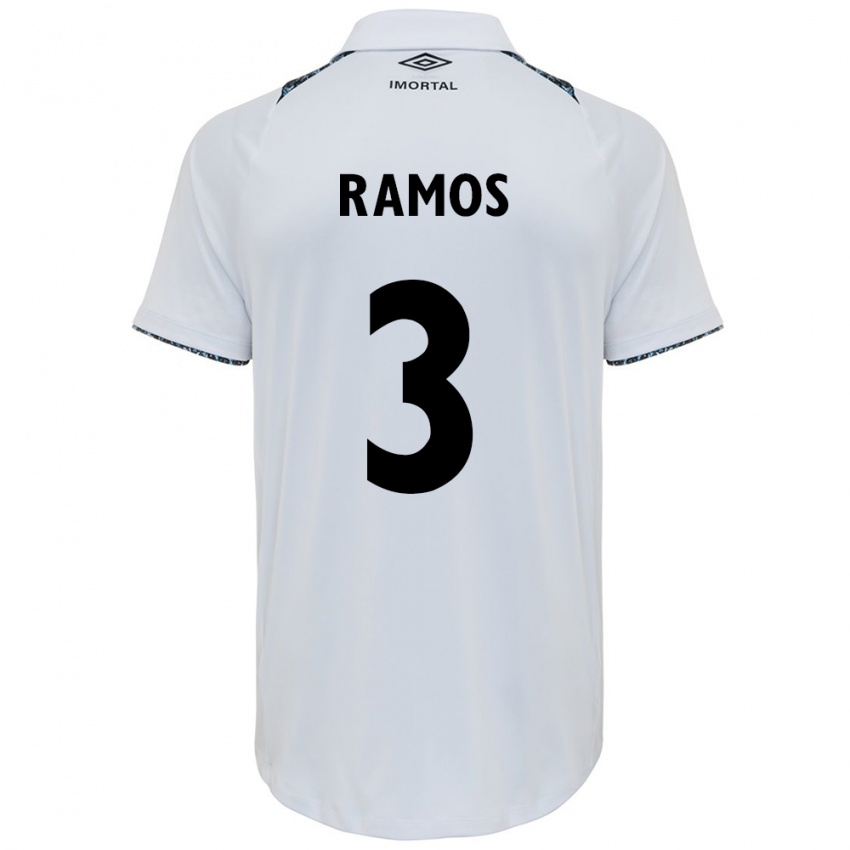 Mujer Camiseta João Ramos #3 Blanco Azul 2ª Equipación 2024/25 La Camisa