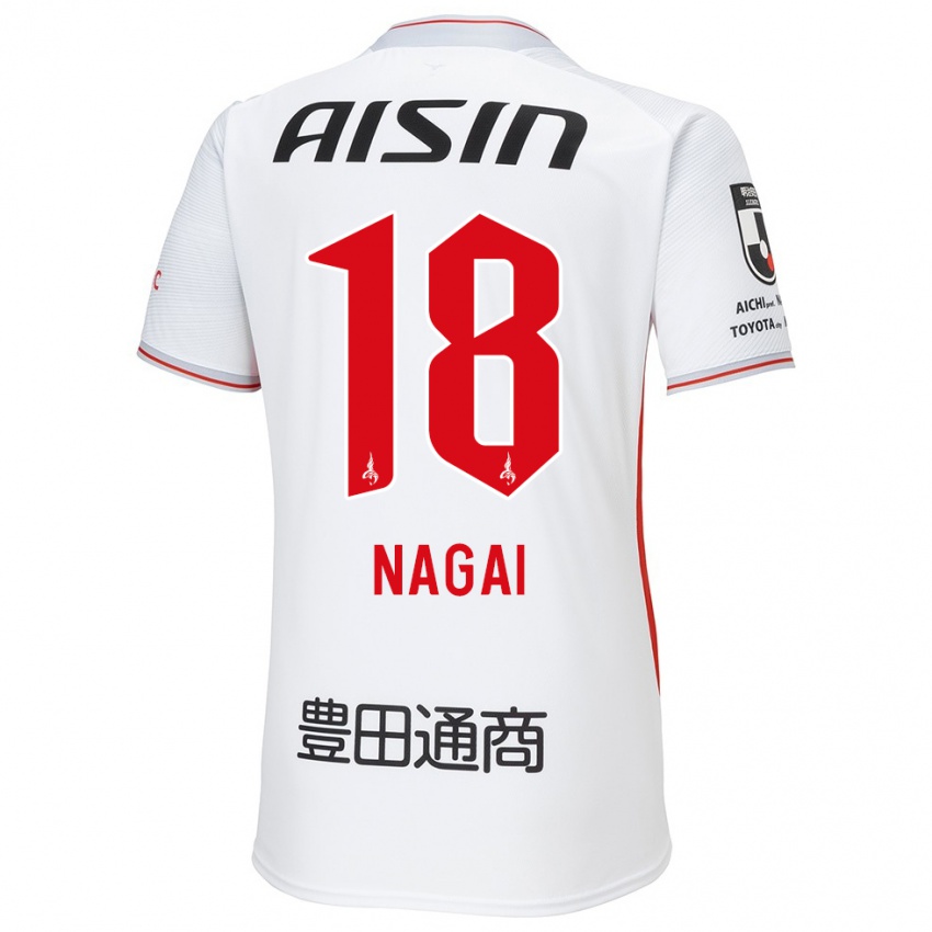 Mujer Camiseta Kensuke Nagai #18 Blanco Amarillo Rojo 2ª Equipación 2024/25 La Camisa