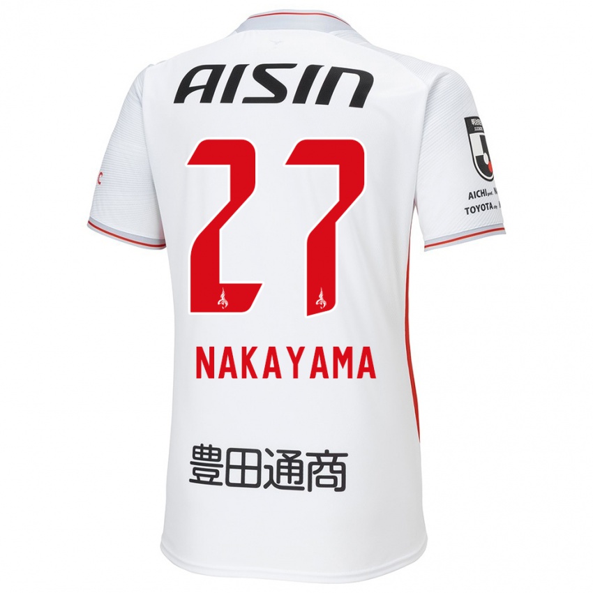 Mujer Camiseta Katsuhiro Nakayama #27 Blanco Amarillo Rojo 2ª Equipación 2024/25 La Camisa