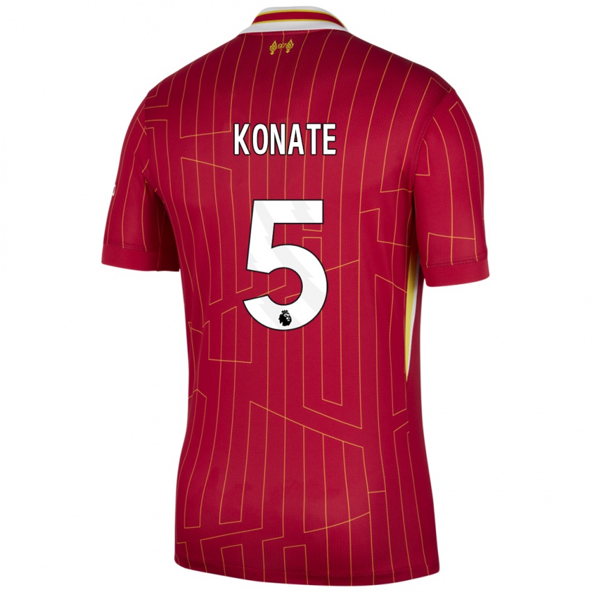 Niño Camiseta Ibrahima Konate #5 Rojo Amarillo Blanco 1ª Equipación 2024/25 La Camisa