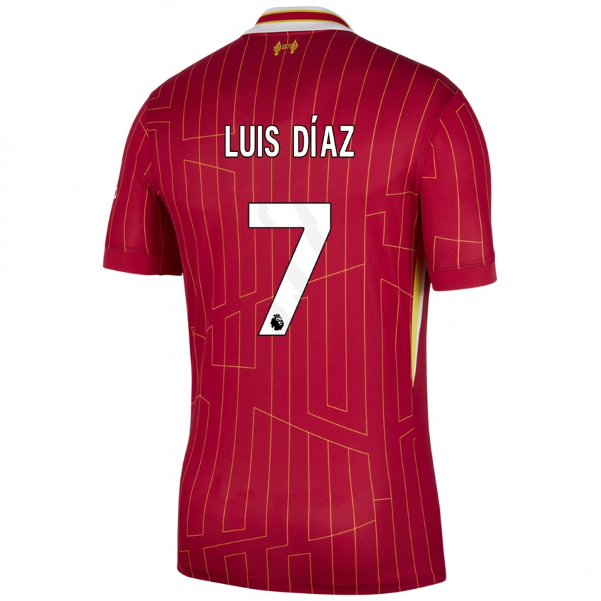 Niño Camiseta Luis Diaz #7 Rojo Amarillo Blanco 1ª Equipación 2024/25 La Camisa