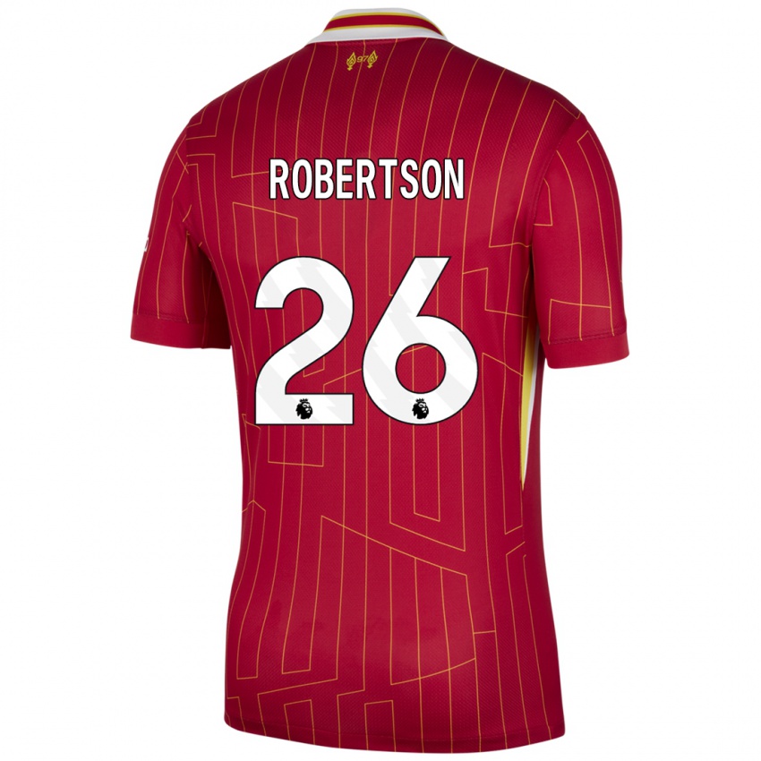 Niño Camiseta Andrew Robertson #26 Rojo Amarillo Blanco 1ª Equipación 2024/25 La Camisa