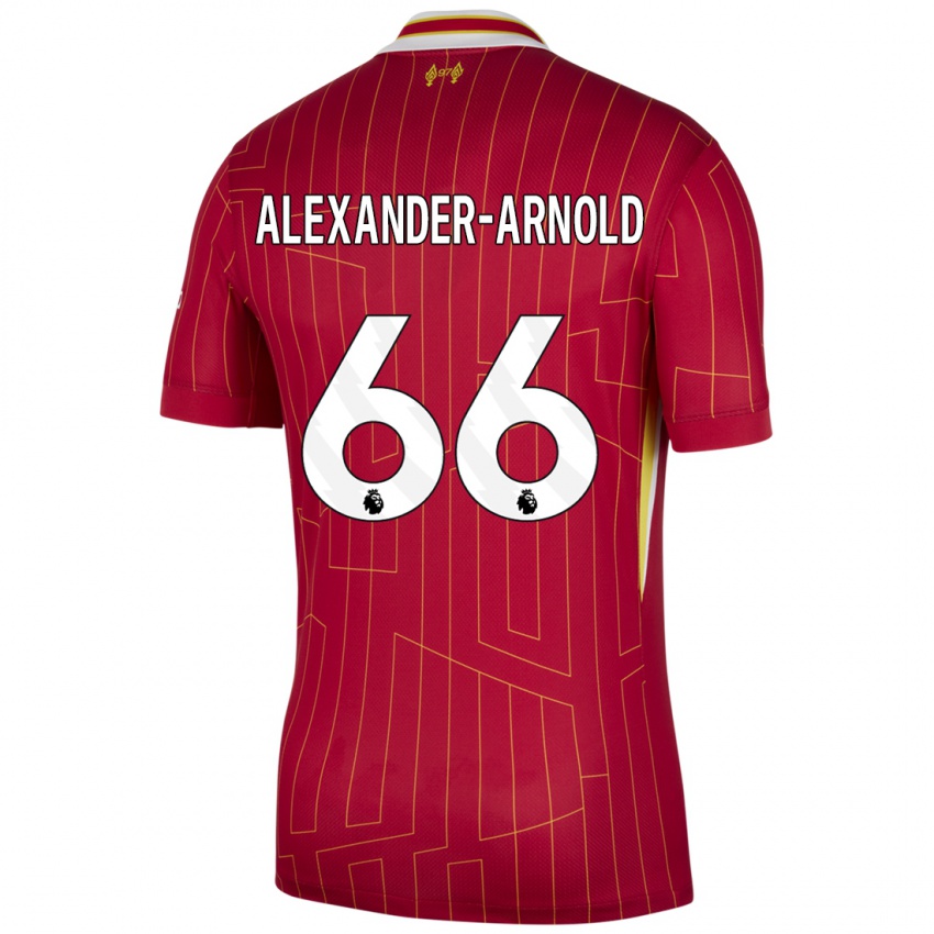 Niño Camiseta Trent Alexander-Arnold #66 Rojo Amarillo Blanco 1ª Equipación 2024/25 La Camisa