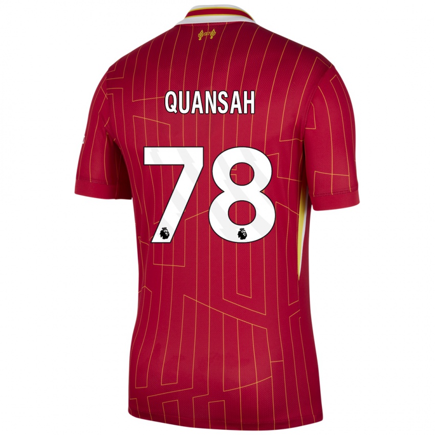 Niño Camiseta Jarell Quansah #78 Rojo Amarillo Blanco 1ª Equipación 2024/25 La Camisa