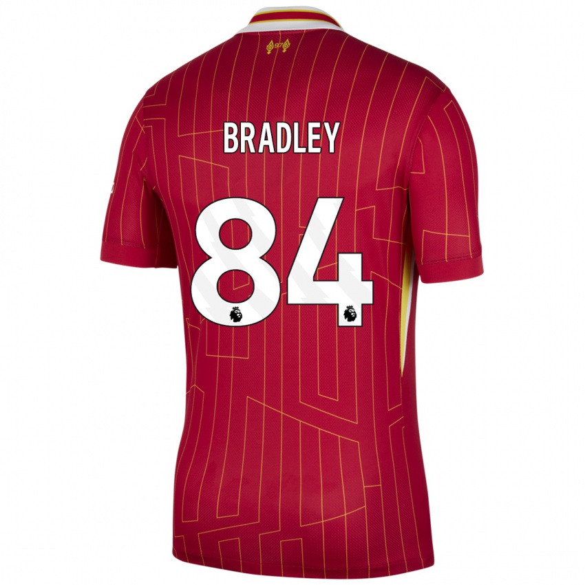 Niño Camiseta Conor Bradley #84 Rojo Amarillo Blanco 1ª Equipación 2024/25 La Camisa