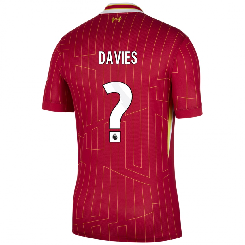 Niño Camiseta Harvey Davies #0 Rojo Amarillo Blanco 1ª Equipación 2024/25 La Camisa