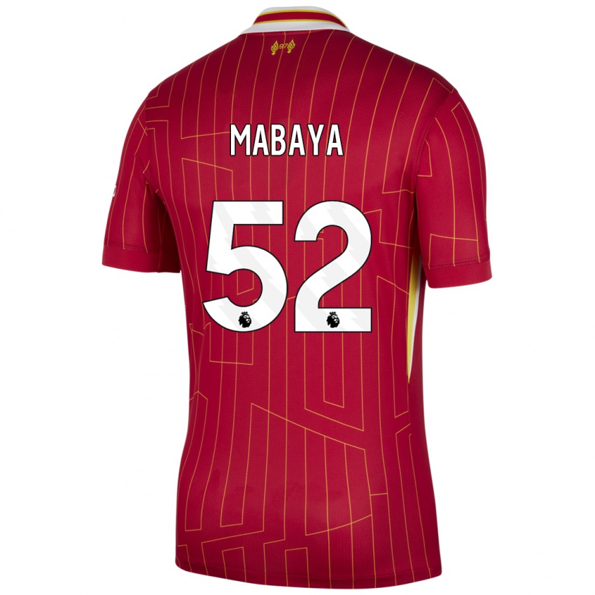 Niño Camiseta Isaac Mabaya #52 Rojo Amarillo Blanco 1ª Equipación 2024/25 La Camisa