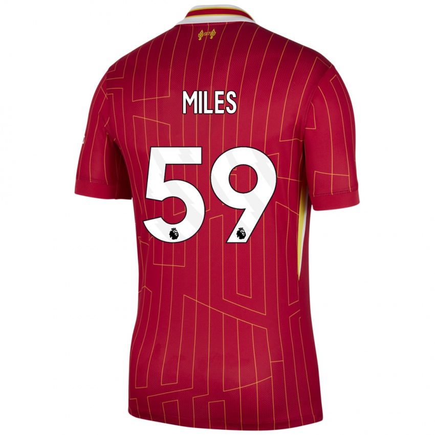 Niño Camiseta Terence Miles #59 Rojo Amarillo Blanco 1ª Equipación 2024/25 La Camisa